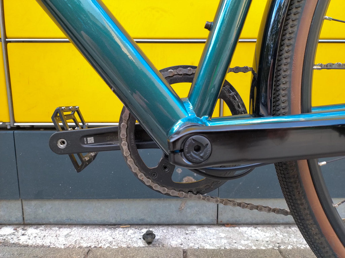 Diamant Nhoma grün 2025 Gravelbike Kurbel links